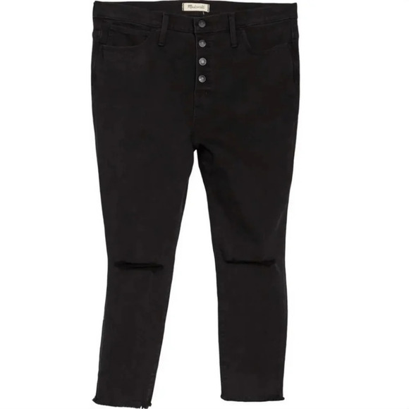 Madewell jeans 10" High-Rise Jeggings black Buttonfly raw hem 28P - Picture 5 of 6